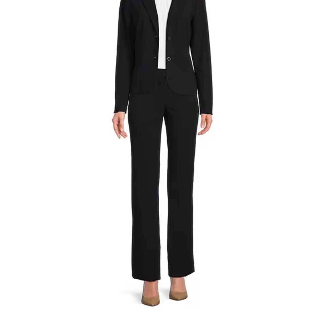 Calvin Klein Classic Fit Trouser Leg Stretch Luxe Pants Black Size 4 runs big